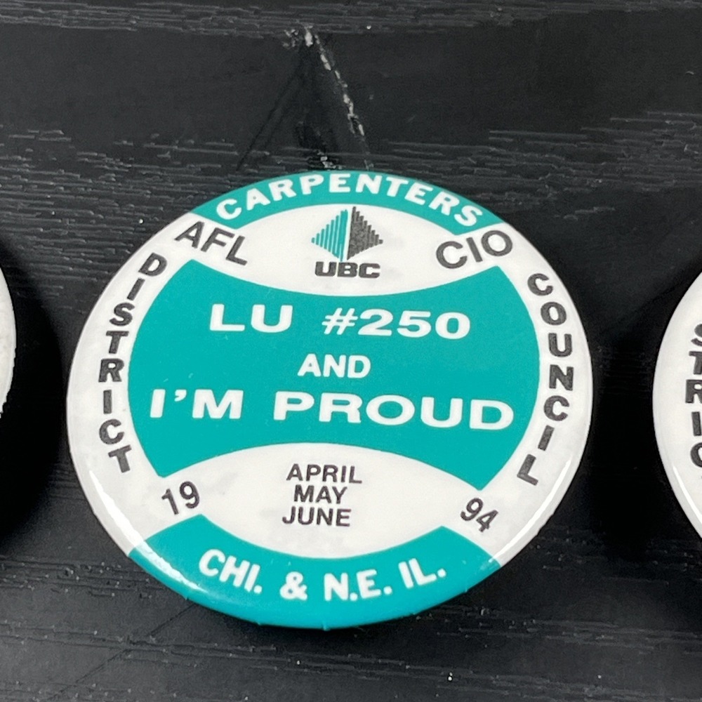 Carpenters District Council Chicago & North East Illinois 1984 Push Back Pin - Picture 3 of 6